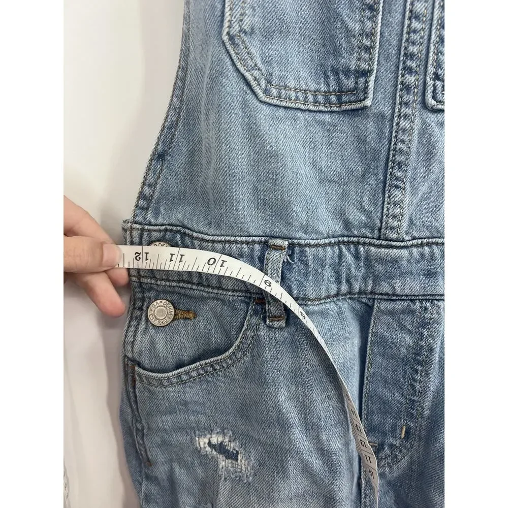 Gap Denim Girls Shortall Overalls Large Light Wash Cuffed